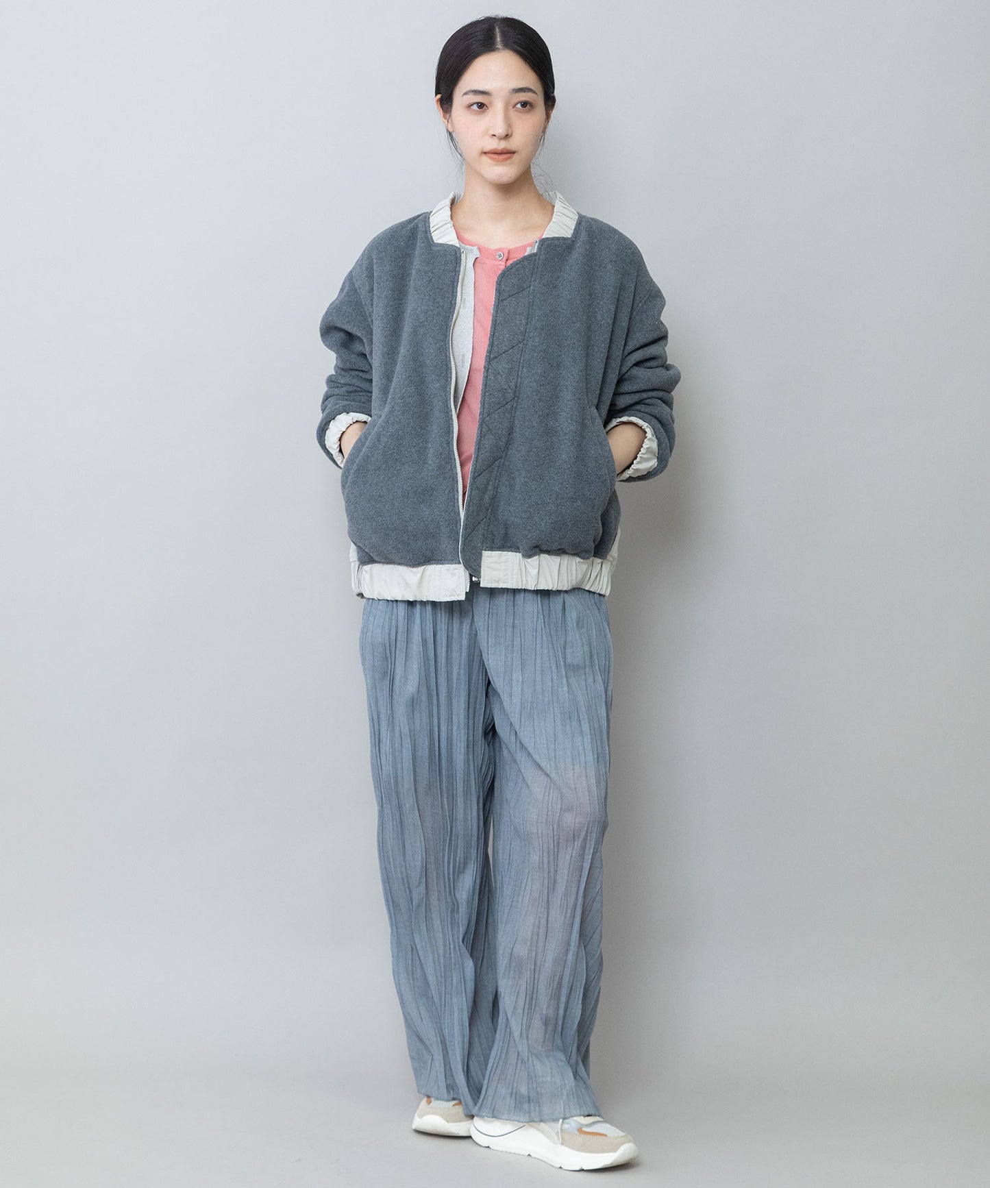 ナイロンタフタ×フリースリバーシブルブルゾン