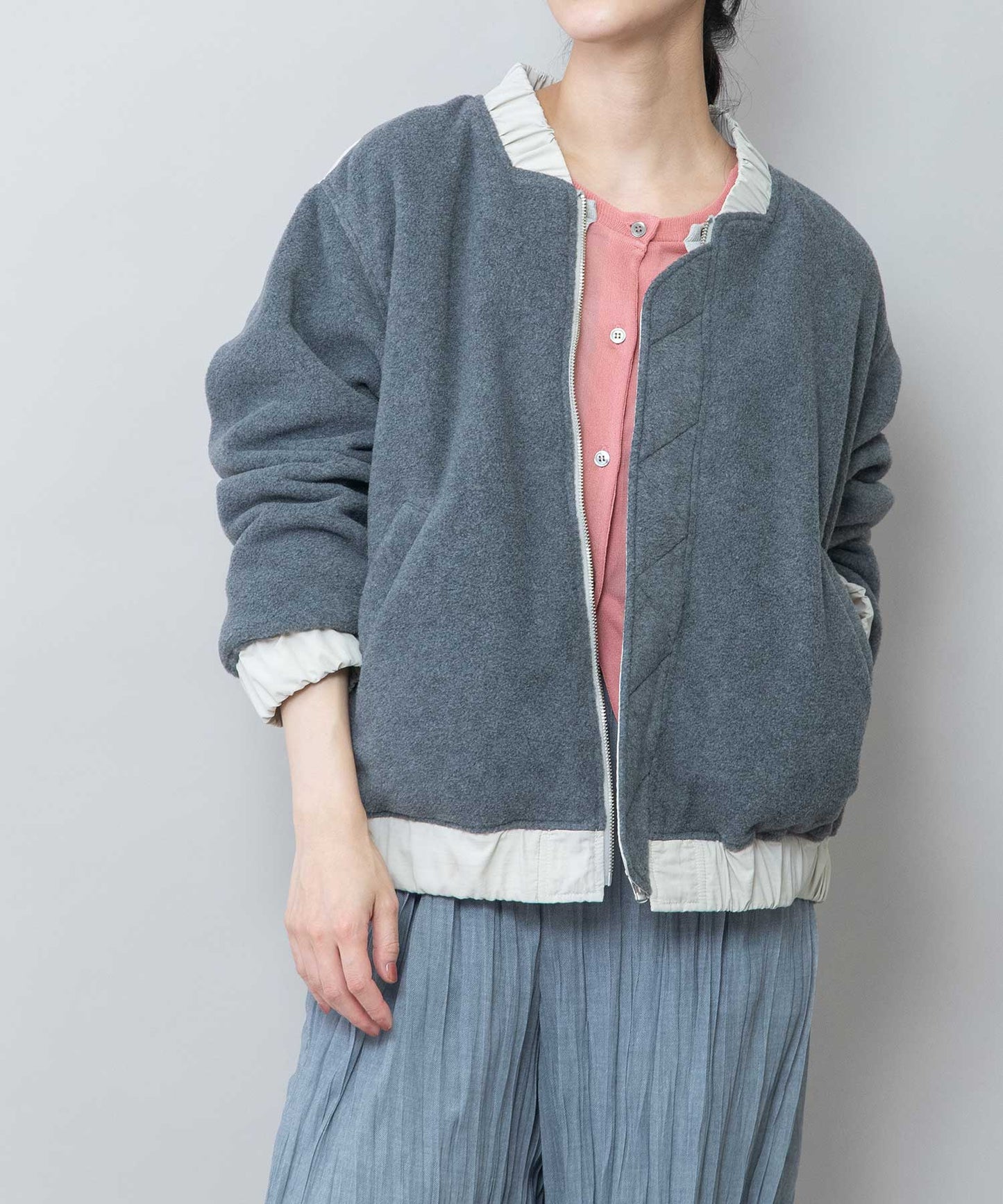 ナイロンタフタ×フリースリバーシブルブルゾン