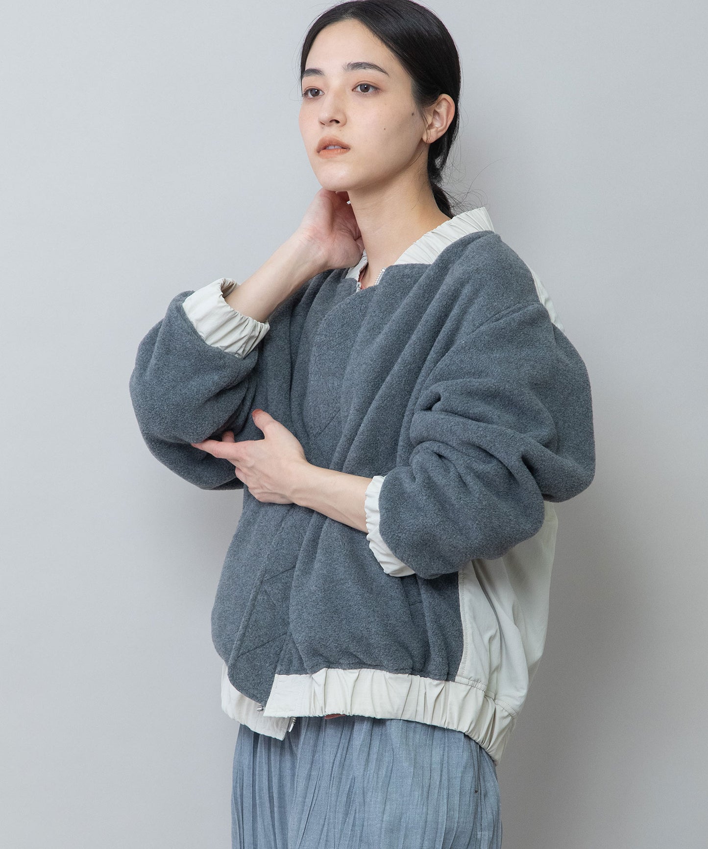 ナイロンタフタ×フリースリバーシブルブルゾン