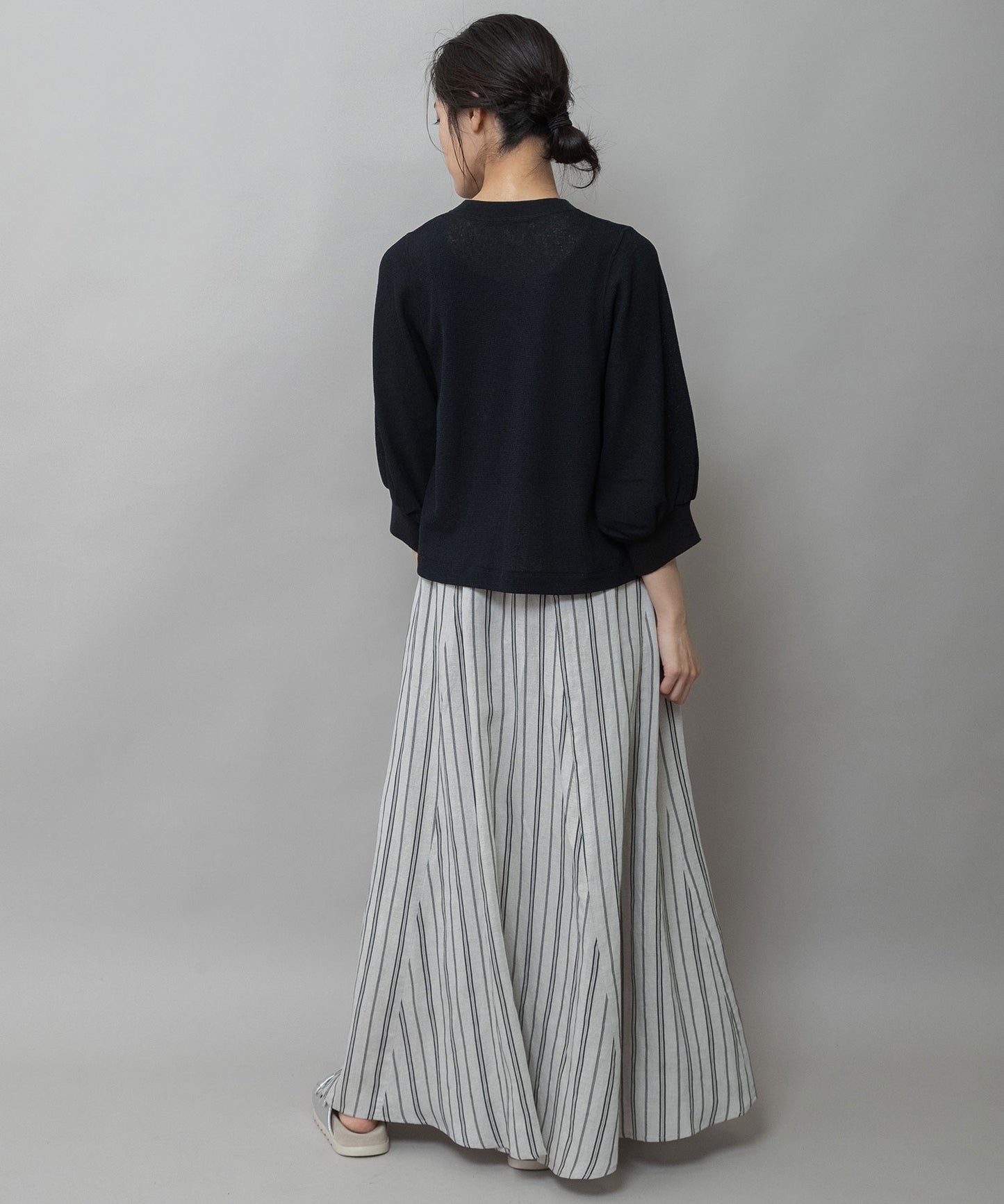 【速乾性】シアーワッフル×ニットリブパフスリーブプルオーバー