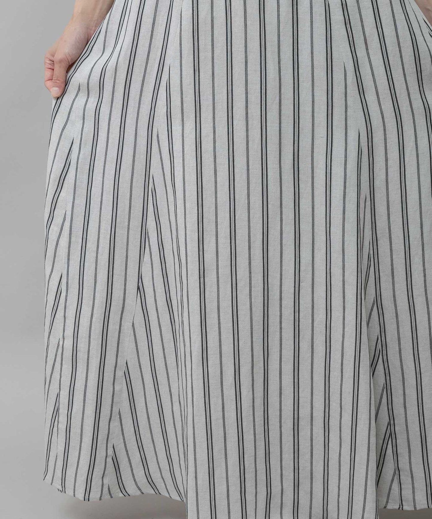 リネンビスコースマルチストライプフレアスカート