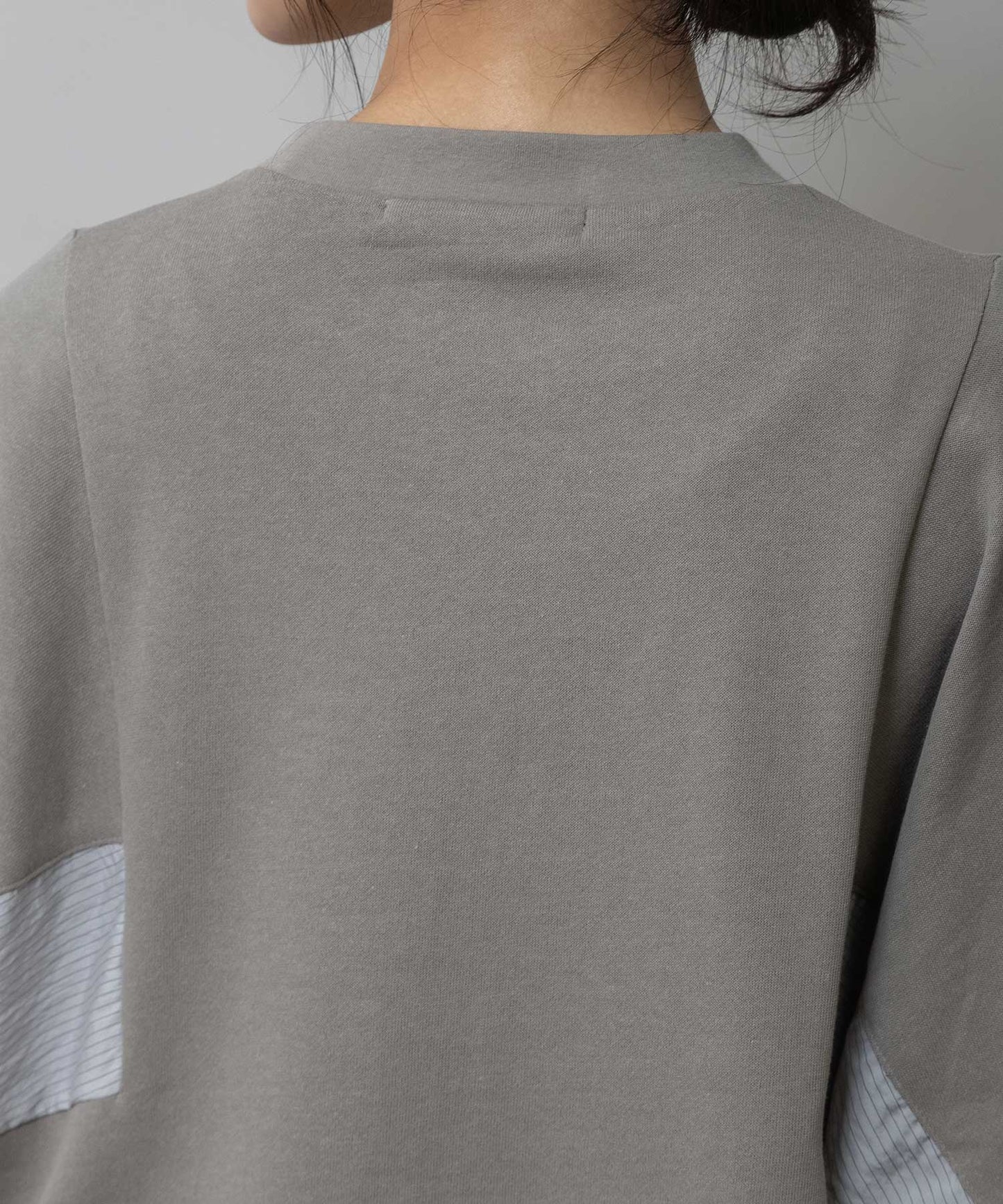 裏毛×ストライプドッキングTシャツ