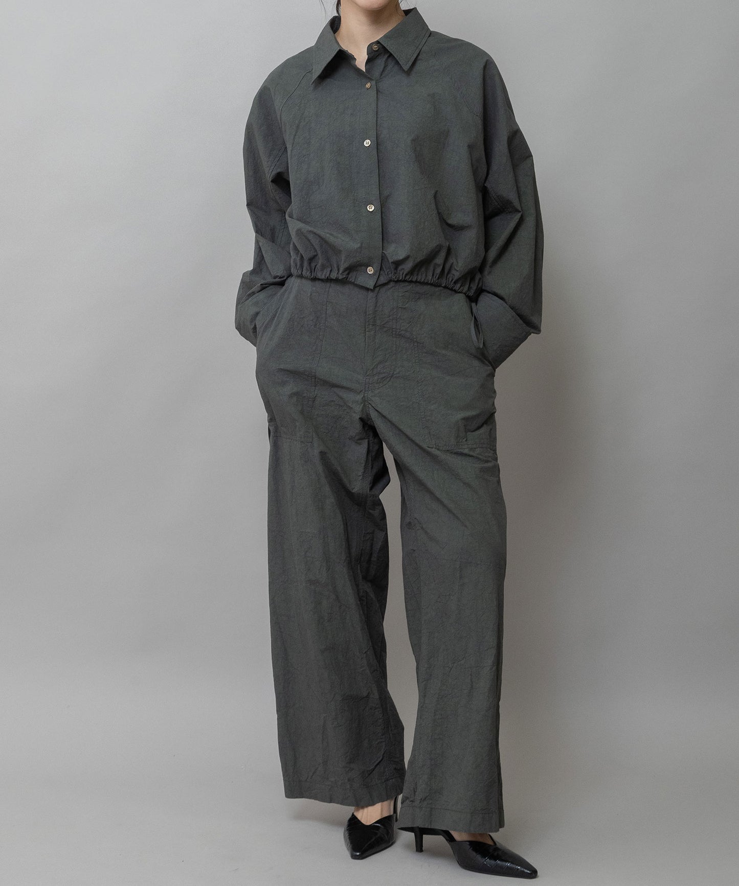 コットンリネンタイプライタークロップドシャツ