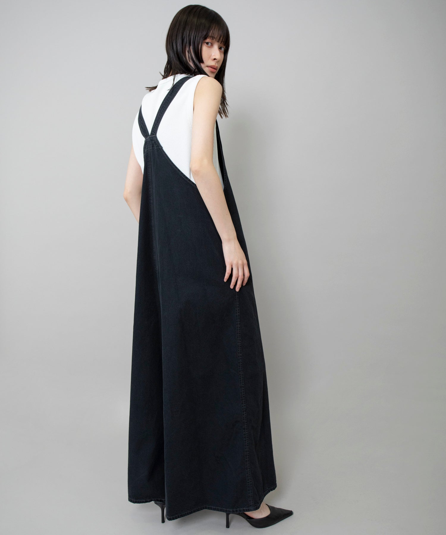 定番】6.5ozスラブデニムフレアサロペット – Munich web shop