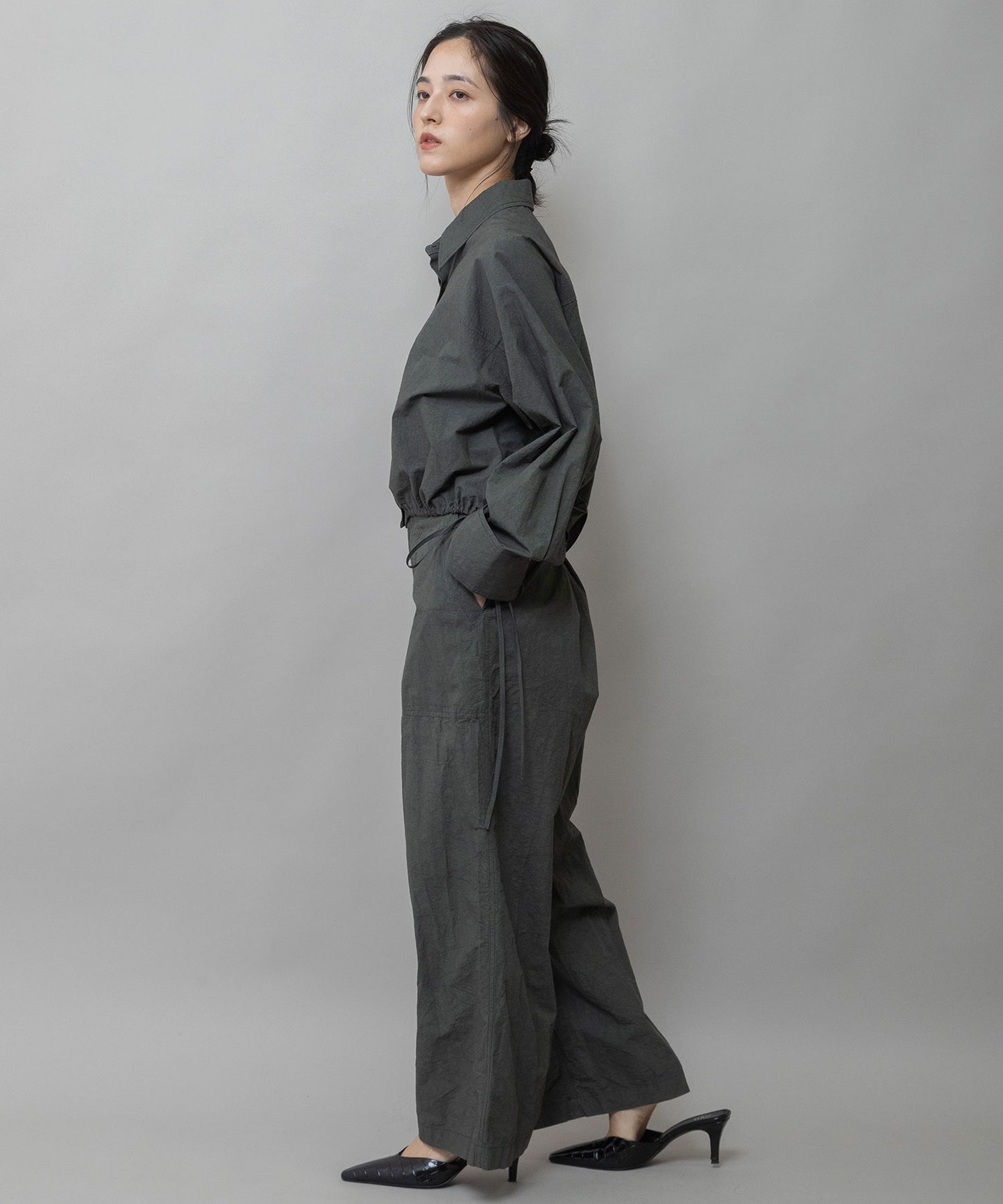 コットンリネンタイプライタークロップドシャツ