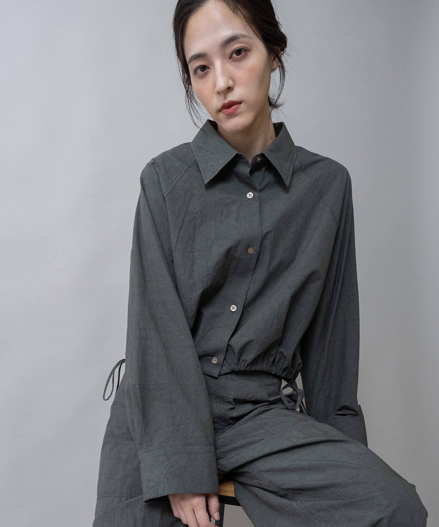 コットンリネンタイプライタークロップドシャツ