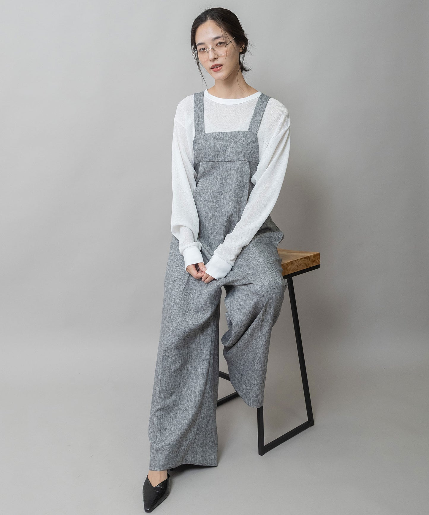 リムレススクエア伊達メガネ