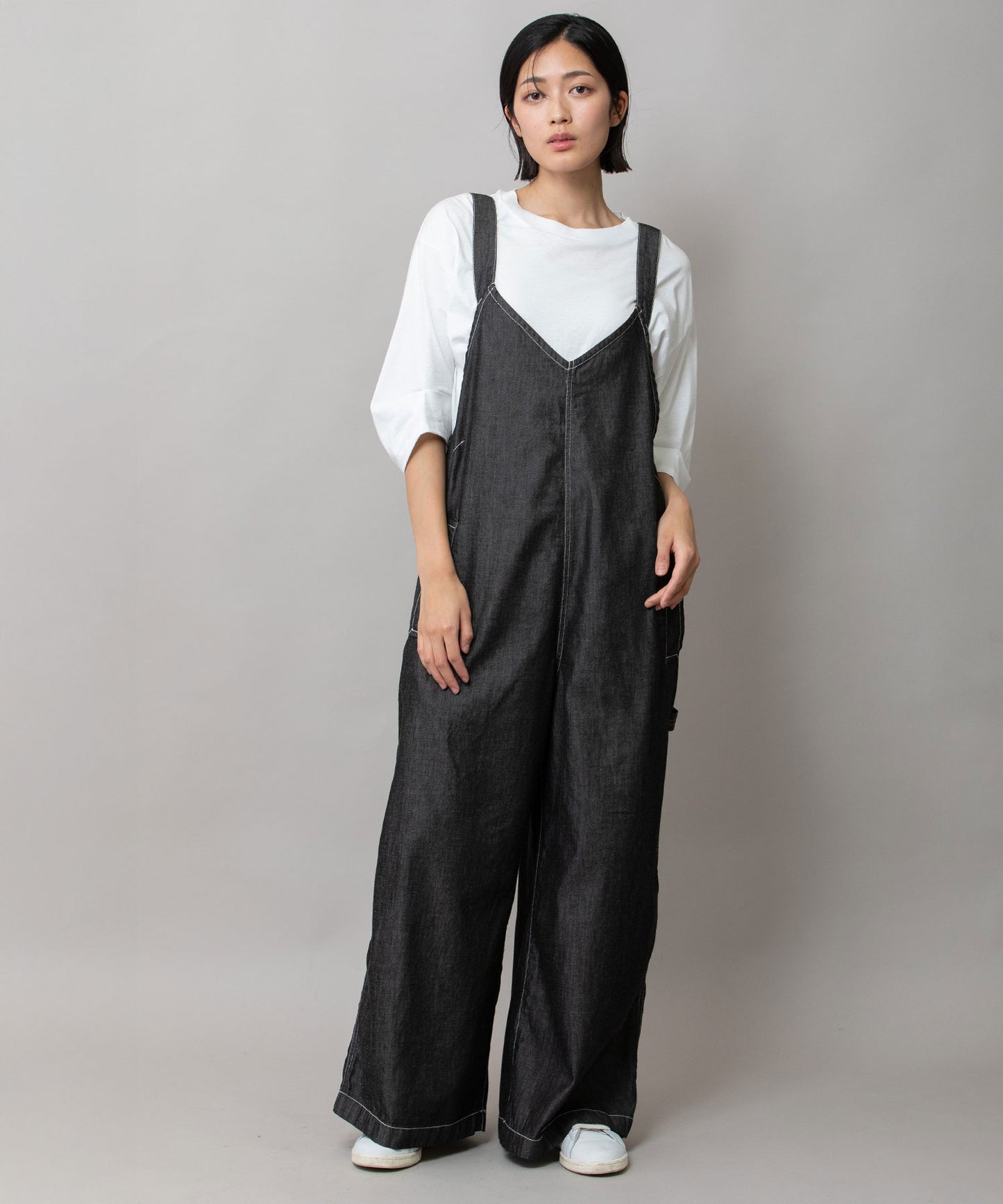 コットンリヨセルデニムコンビネゾン