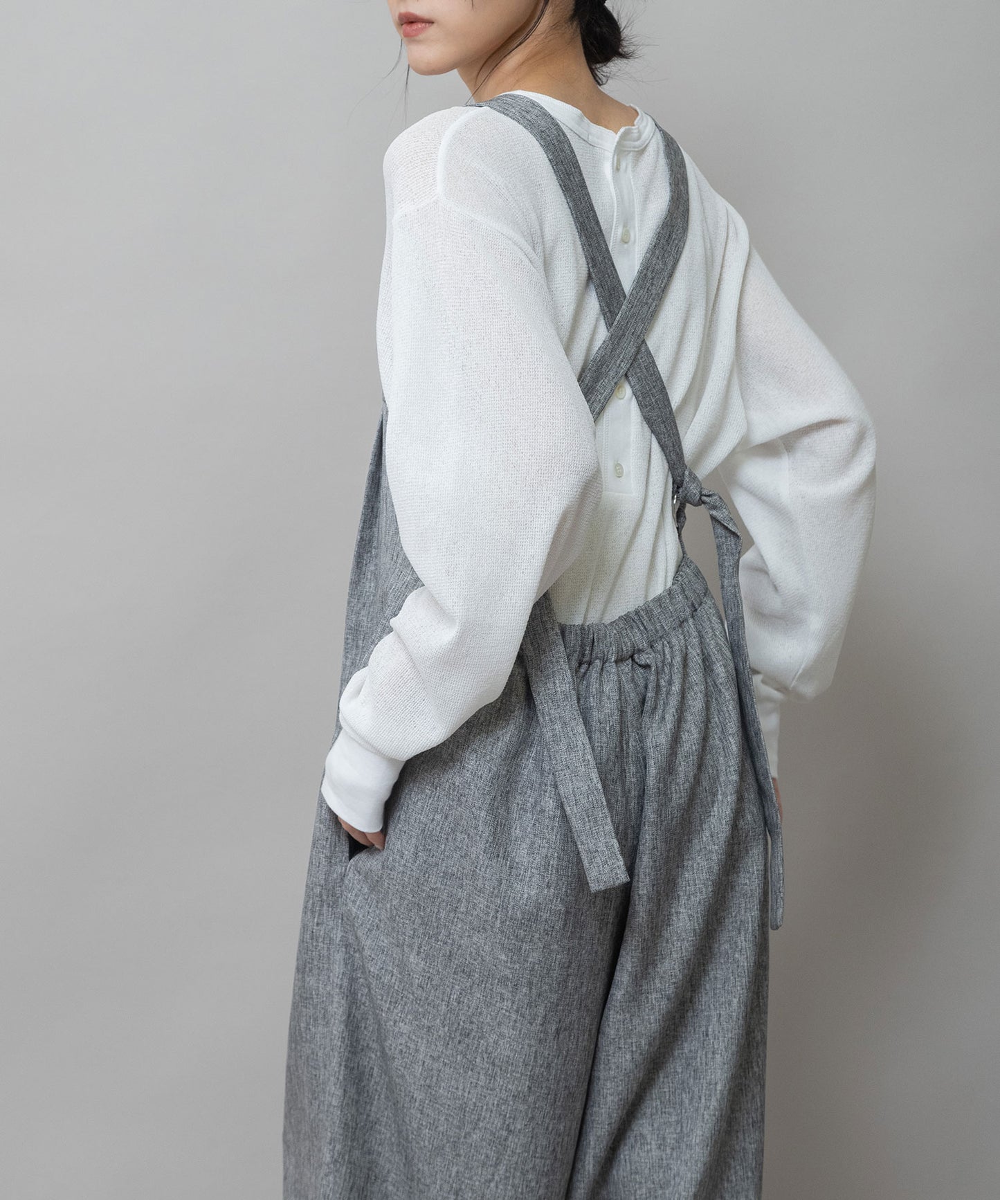 【ウォッシャブル】【防シワ】ツイード調ツイルコンビネゾン