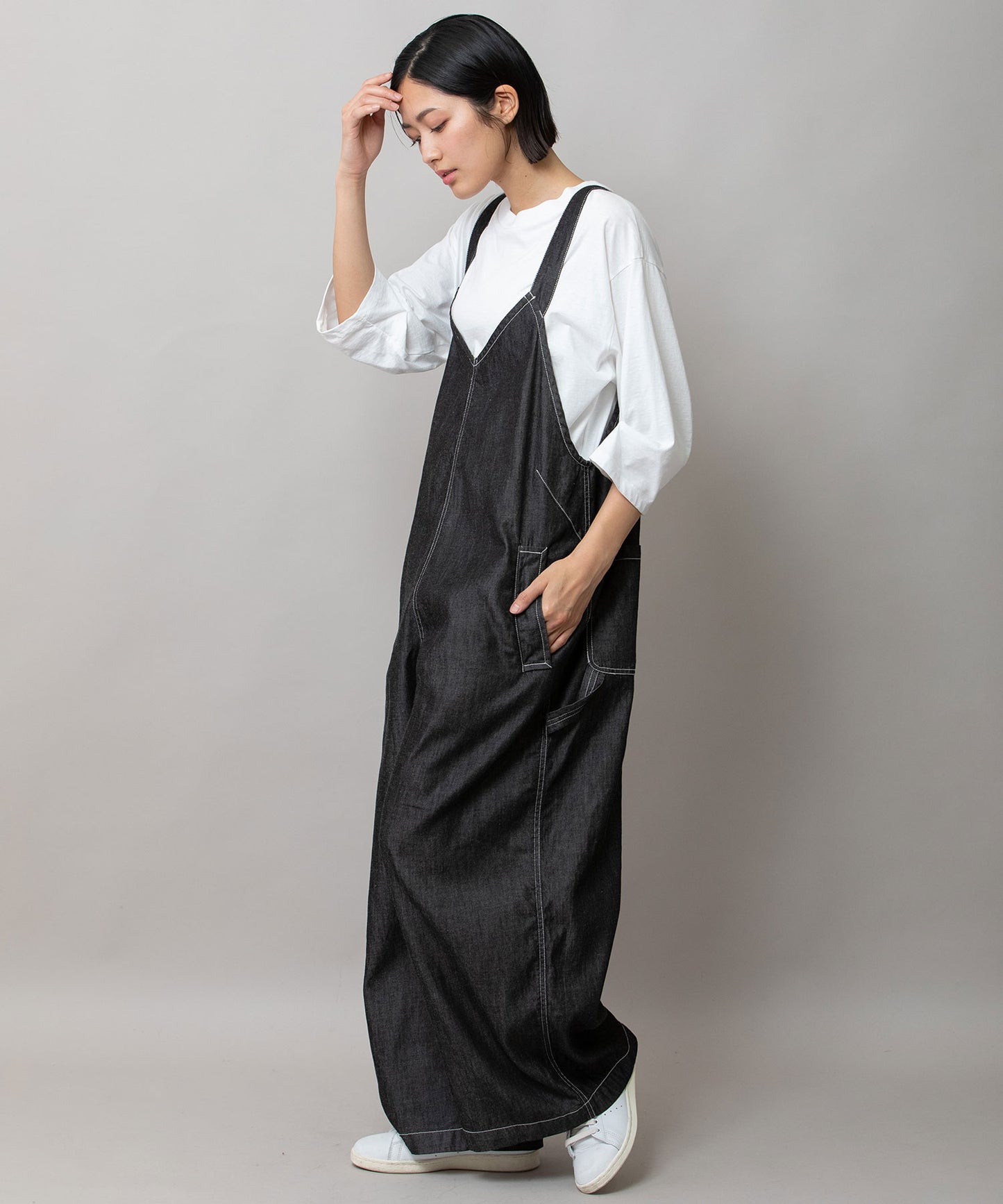 コットンリヨセルデニムコンビネゾン