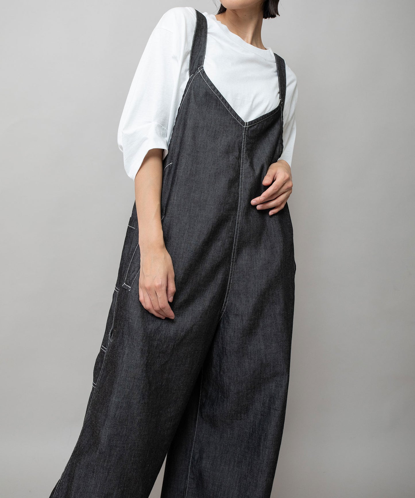 コットンリヨセルデニムコンビネゾン