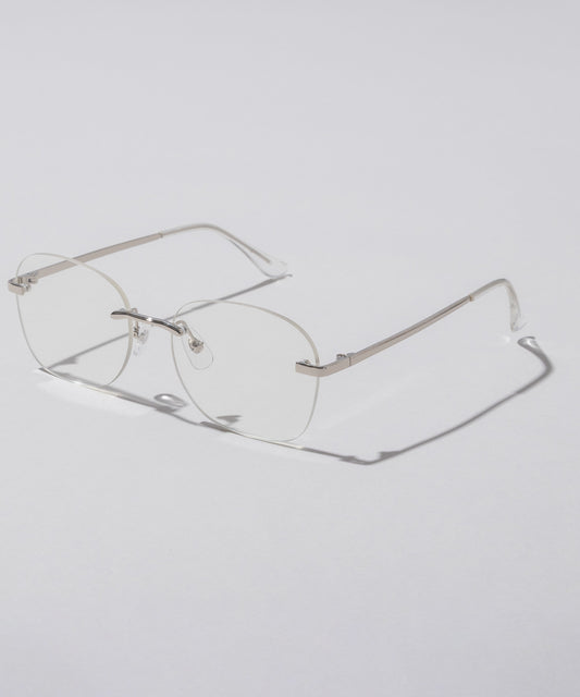 リムレススクエア伊達メガネ