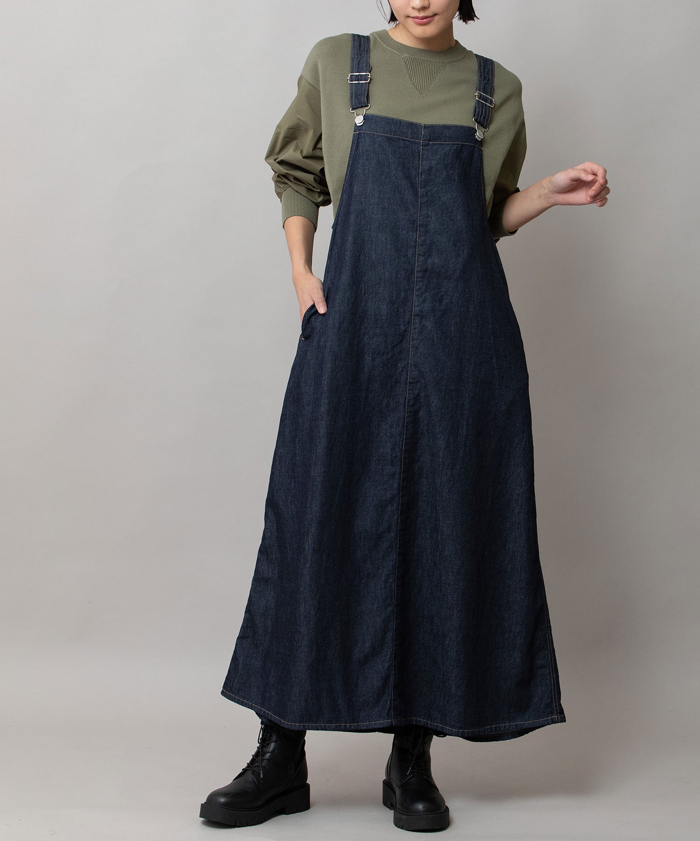 6ozスラブデニムジャンパースカート