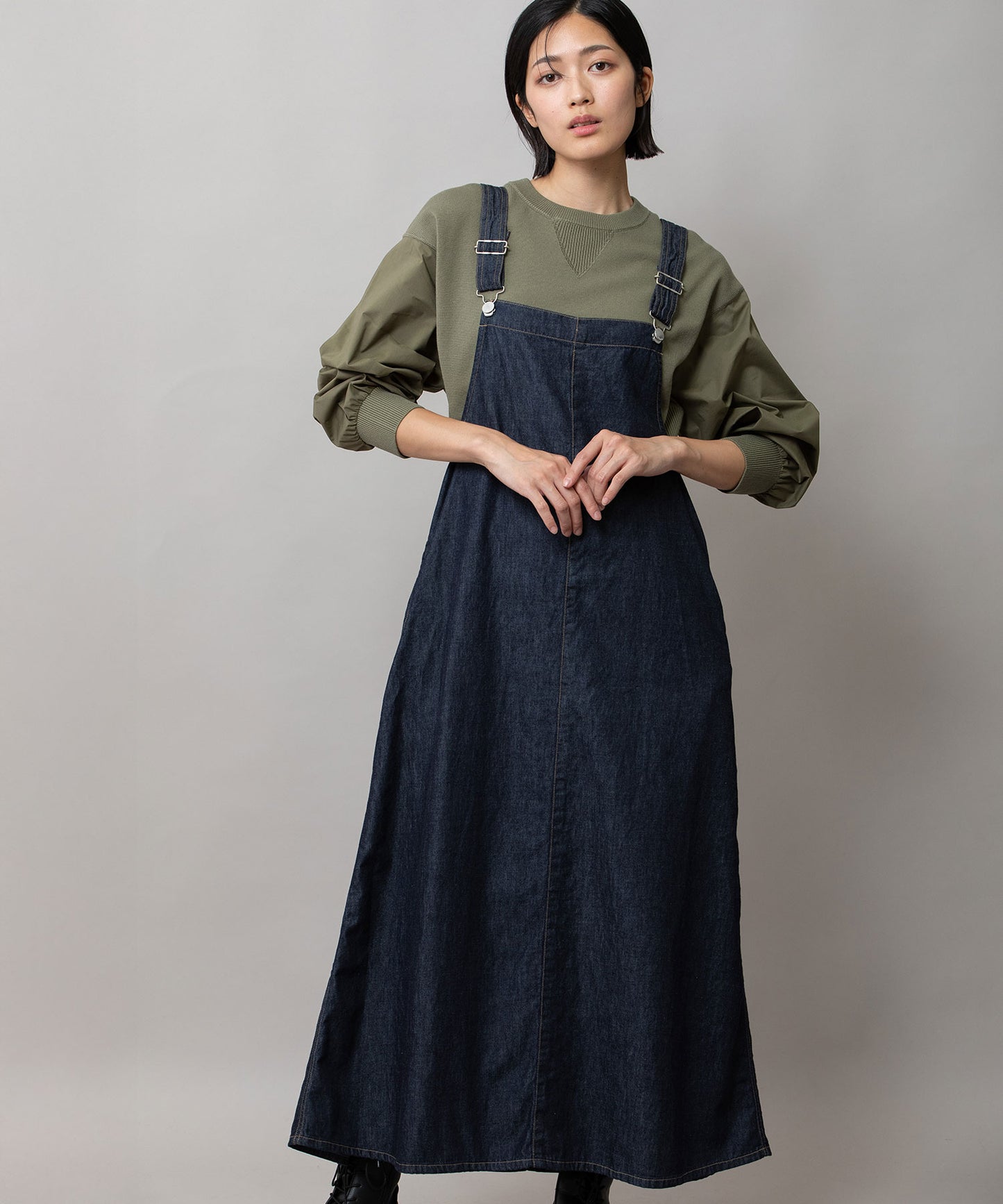 6ozスラブデニムジャンパースカート