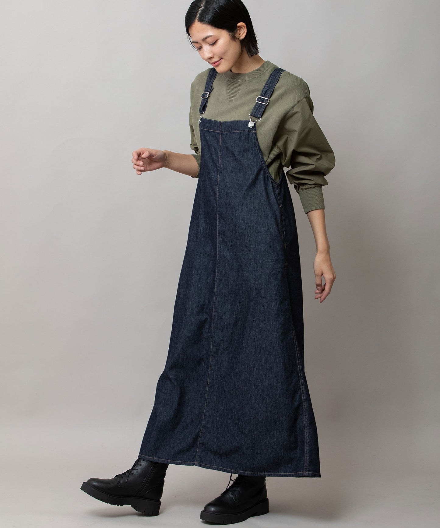 6ozスラブデニムジャンパースカート