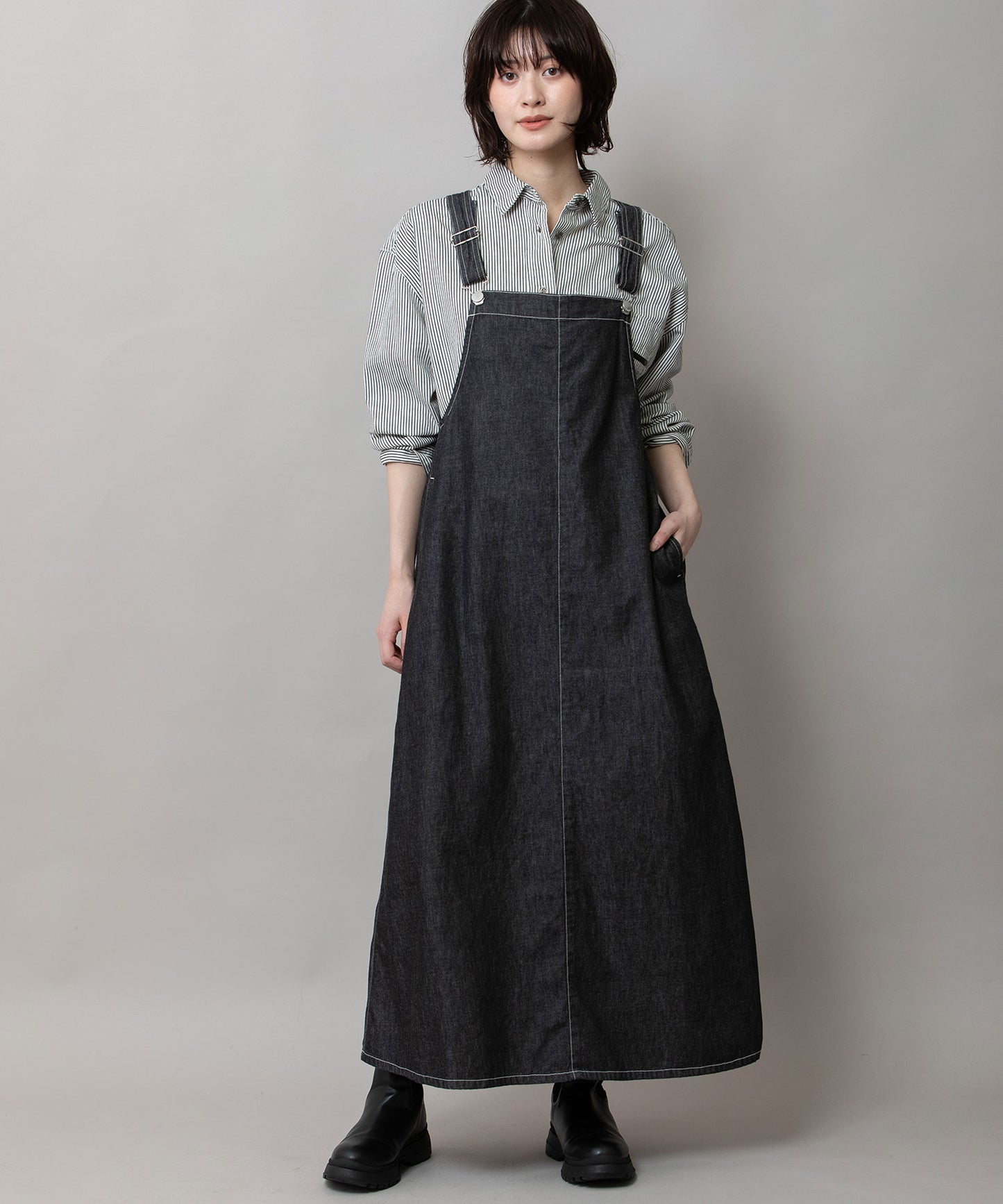 6ozスラブデニムジャンパースカート