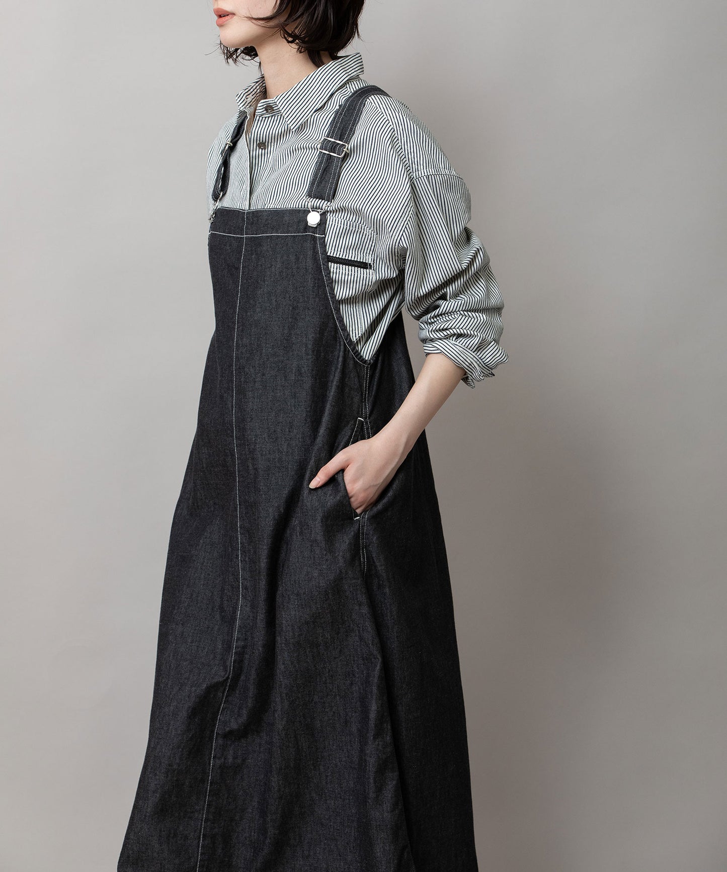 6ozスラブデニムジャンパースカート