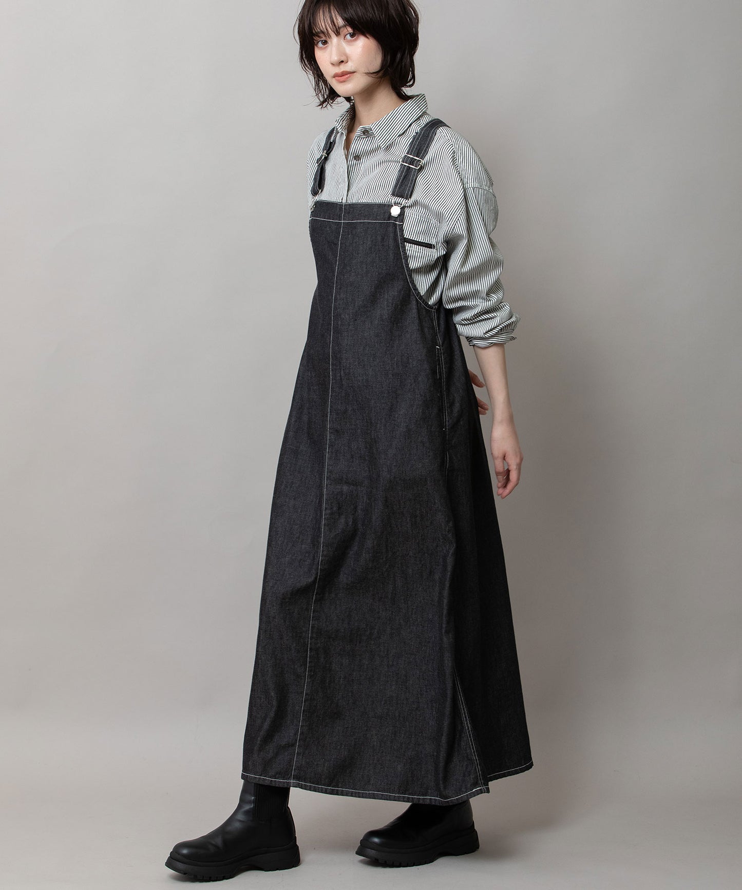 6ozスラブデニムジャンパースカート