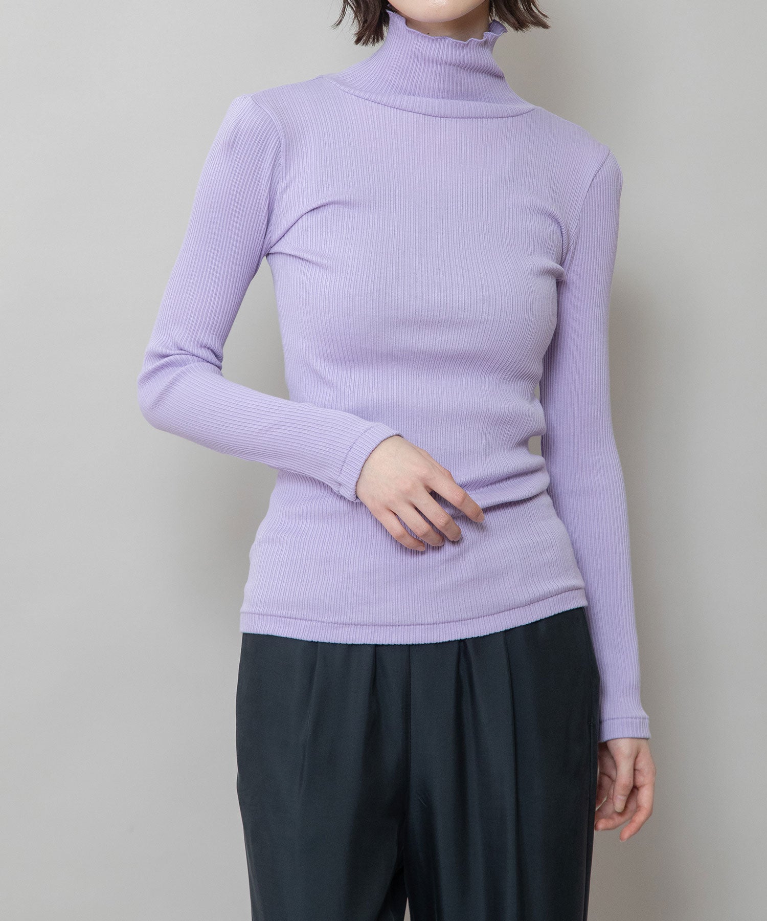 【新品未使用】JUN MIKAMI タートルネック リブ トップス パープル 定番 コットンリブタートルネックプルオーバー – Munich web shop