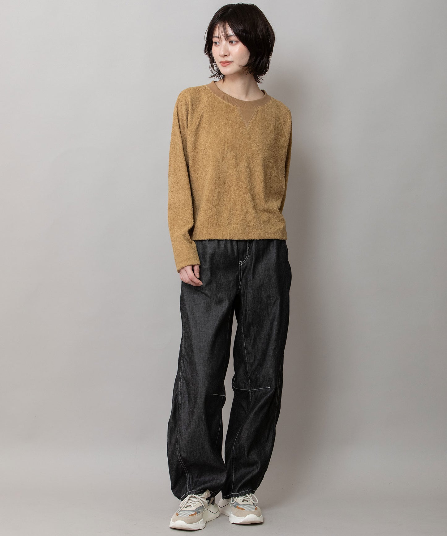 コットンリヨセルデニムバレルイージーパンツ