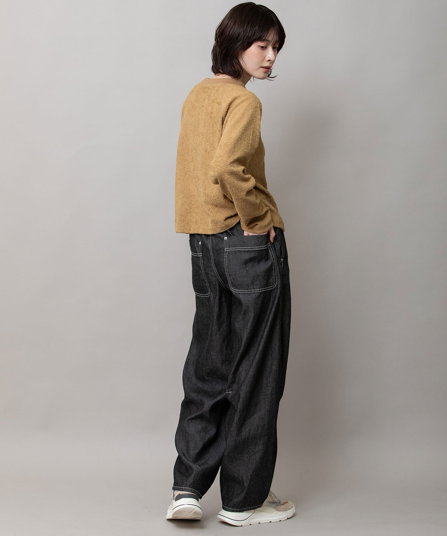 コットンリヨセルデニムバレルイージーパンツ