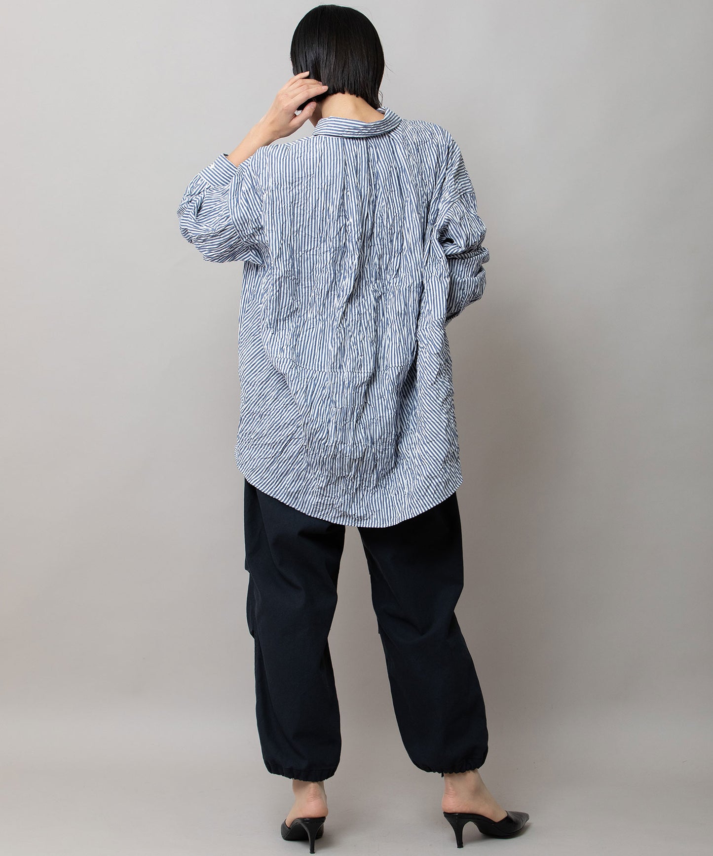 ワッシャーブロード＆ストライププルオーバーシャツ